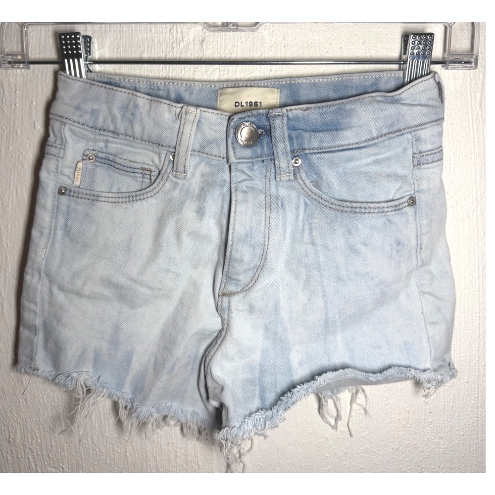 DL1961 Girls Light Wash Denim Cut Off Shorts Frayed Hem Size 8